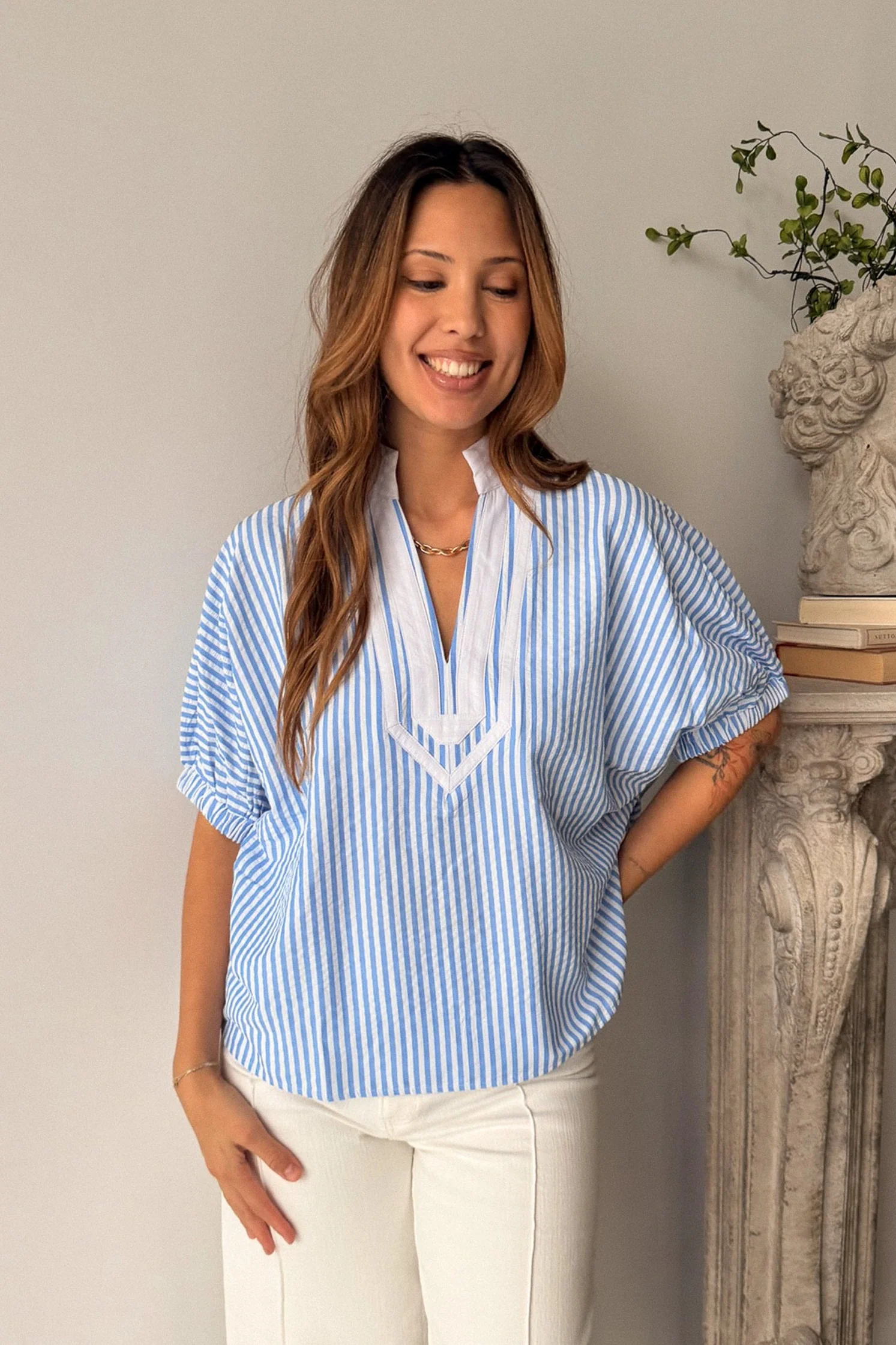 Cara Blue & White Stripe Top - Image 4