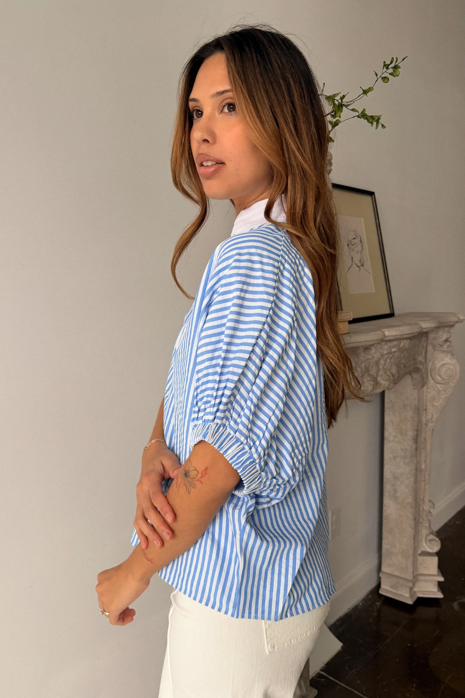 Cara Blue & White Stripe Top - Image 5