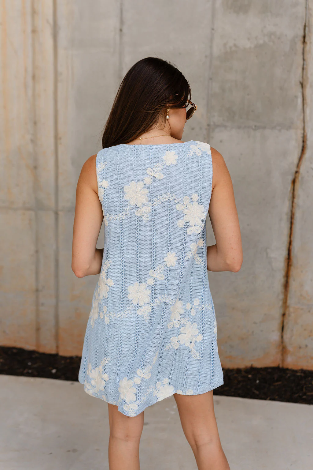 Cara Light Blue & Cream Floral Mini Dress - Image 4
