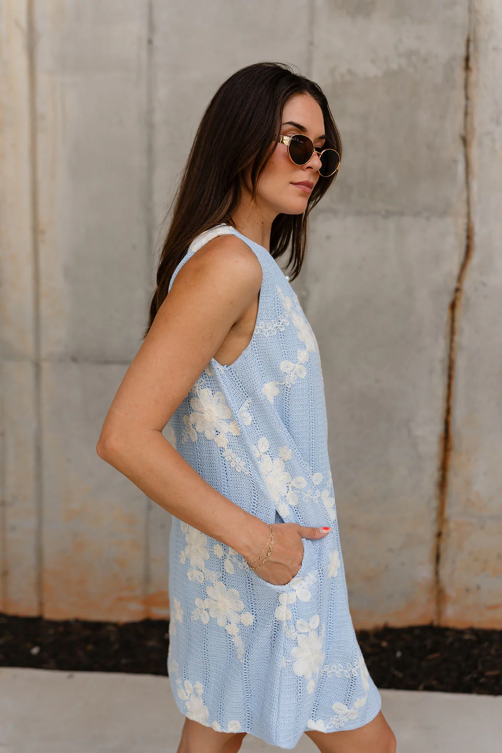 Cara Light Blue & Cream Floral Mini Dress - Image 6