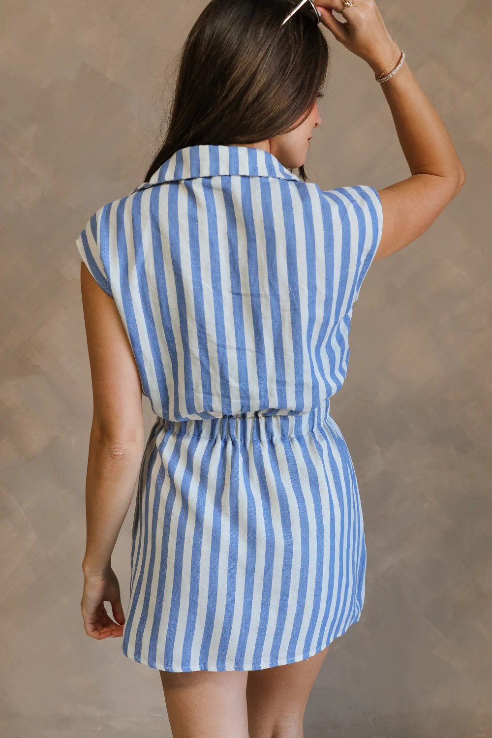 Carissa Blue & White Striped Romper - Image 8