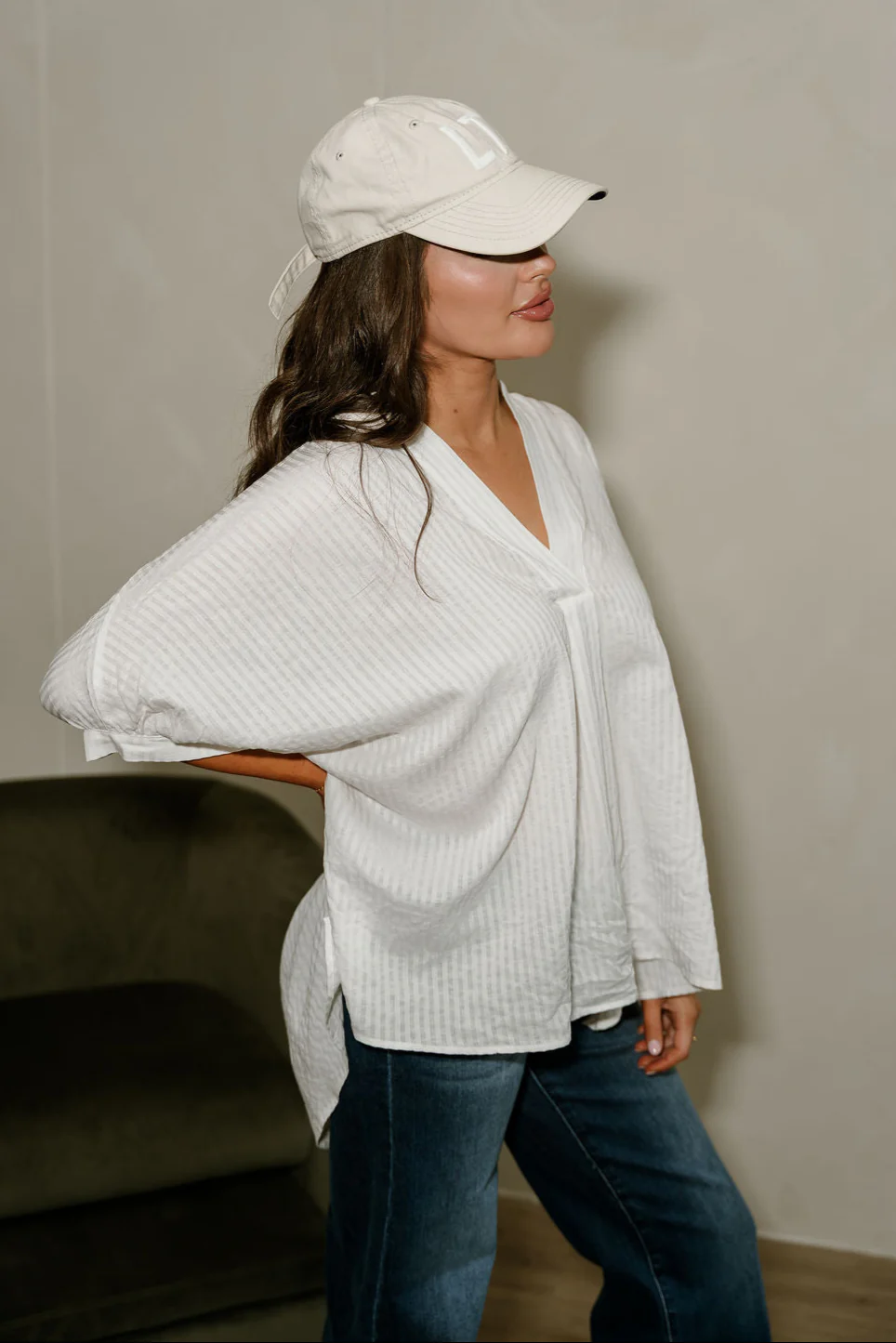 Carla White Stripe Short Sleeve Top - Image 6
