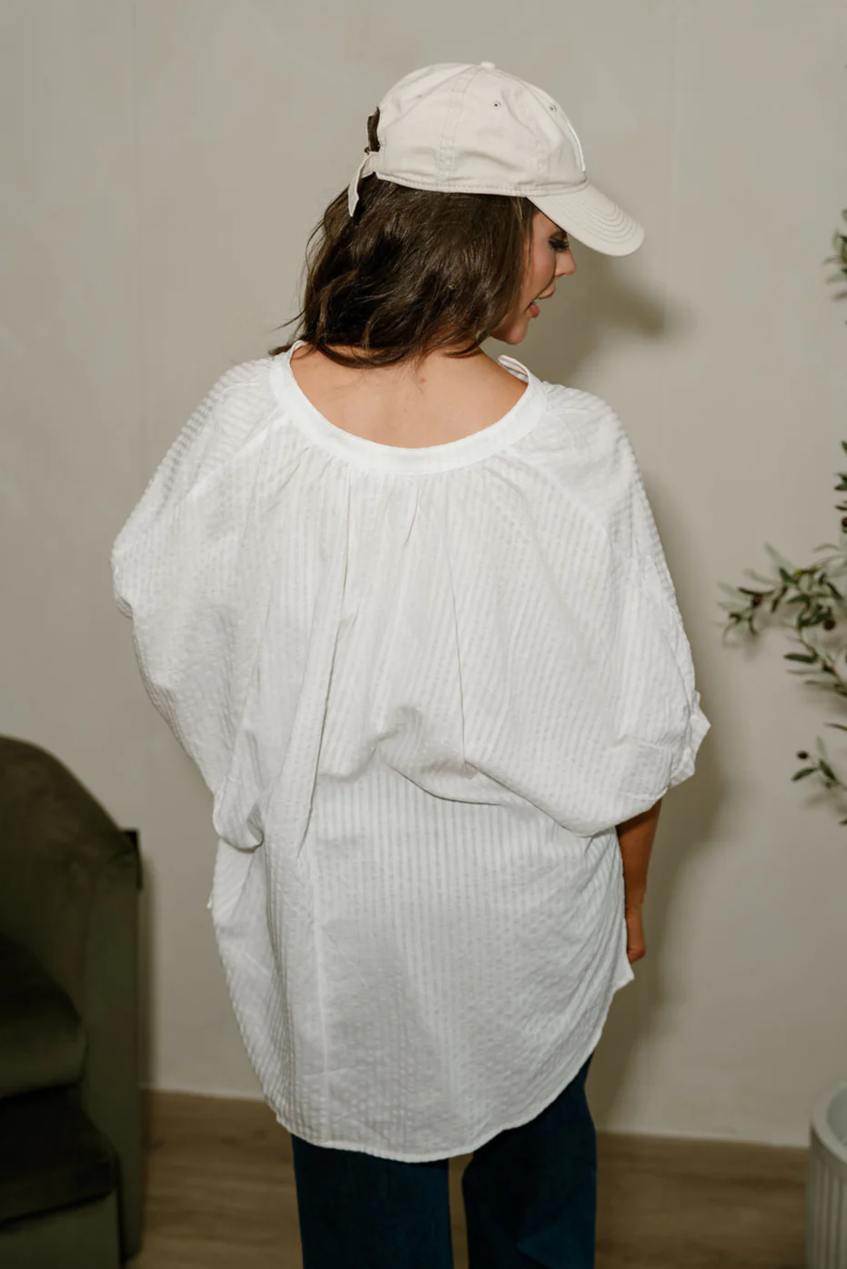 Carla White Stripe Short Sleeve Top - Image 7