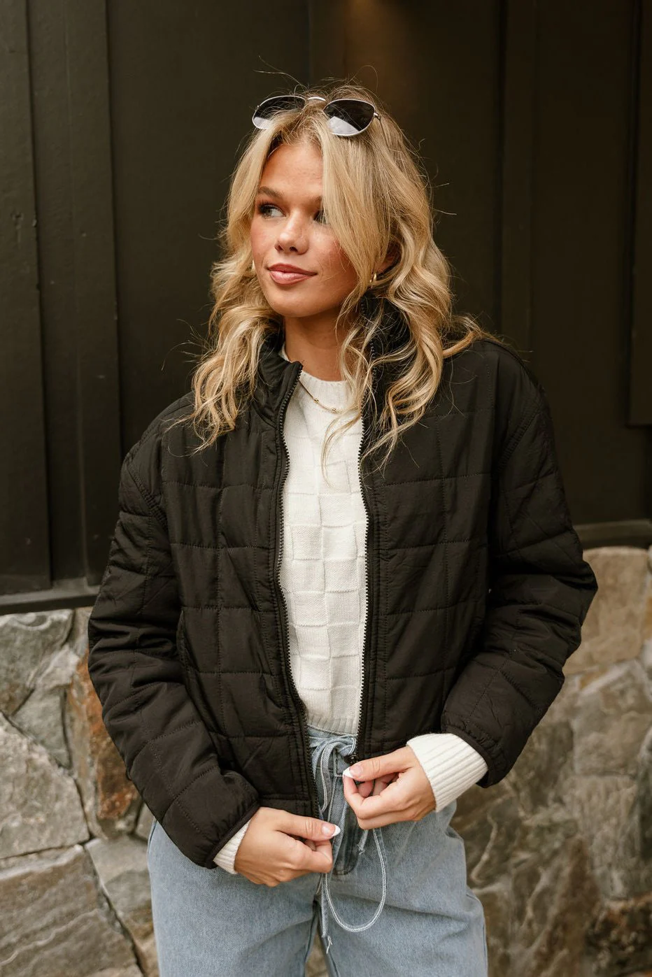 Carly Black Quilted Drawstring Puffer Jacket - Image 8