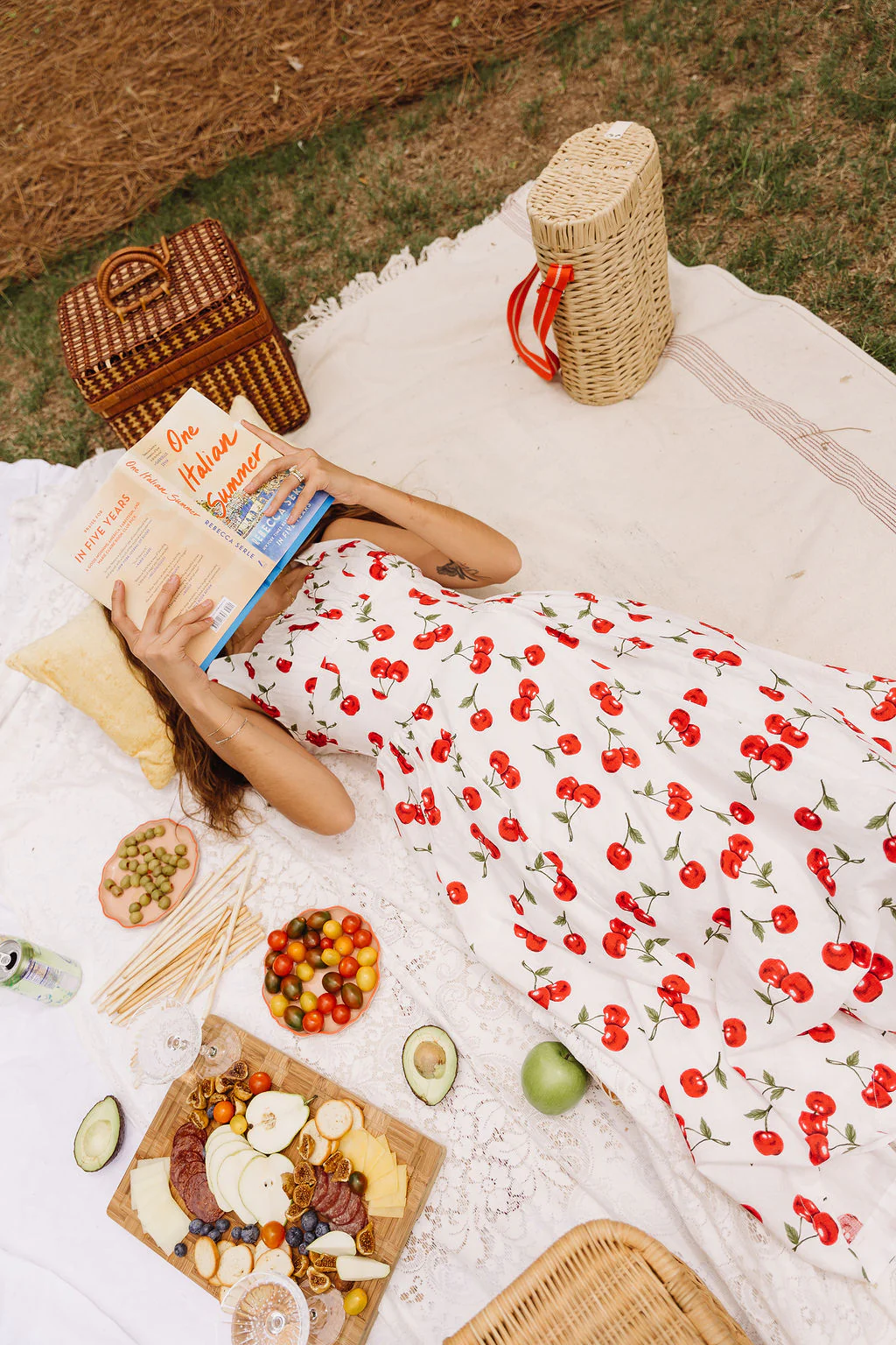 Carmella White Cherry Print Midi Dress - Image 3