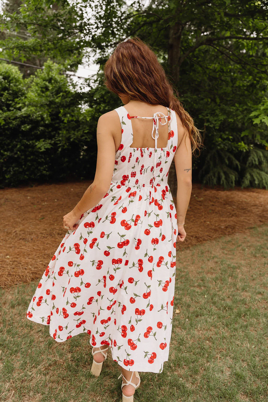 Carmella White Cherry Print Midi Dress - Image 8