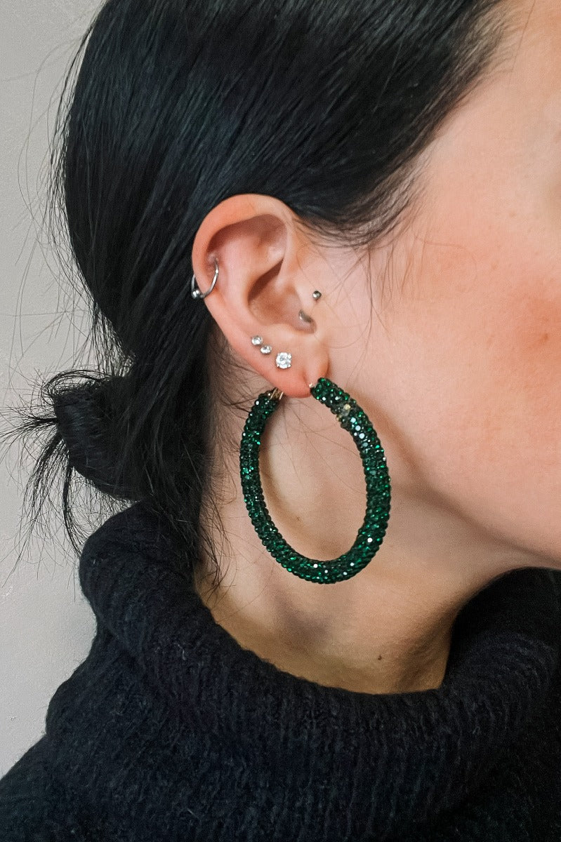 Carmen Emerald Stone Hoop Earrings
