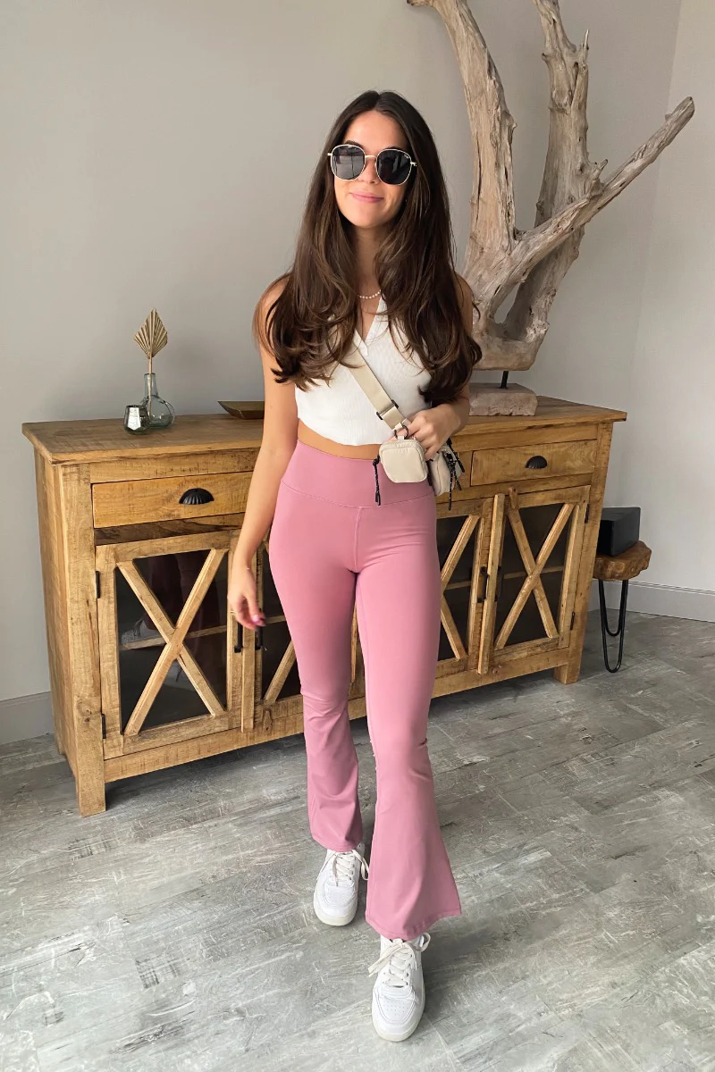 Carmen Flared Leggings in Mauve - Image 2