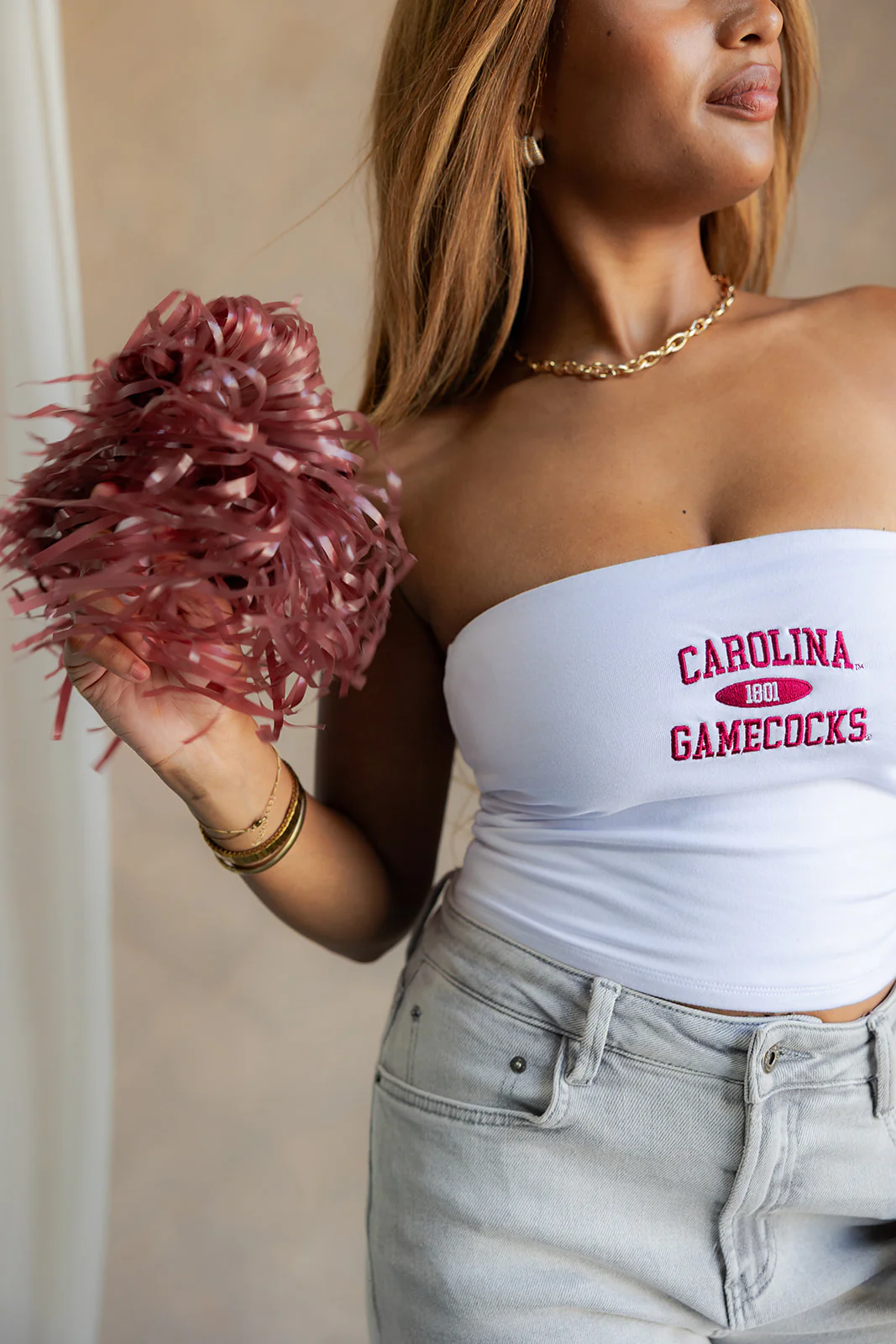 Carolina Gamecocks White & Garnet Tube Top - Image 5