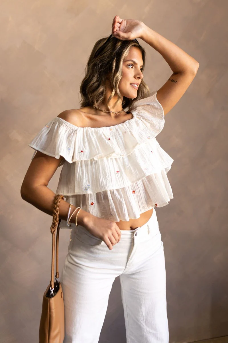 Carolina Ivory Tiered Floral Top - Image 3