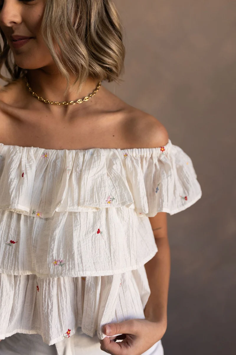 Carolina Ivory Tiered Floral Top - Image 4