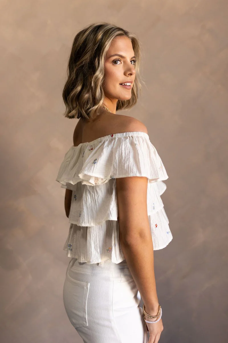 Carolina Ivory Tiered Floral Top - Image 5