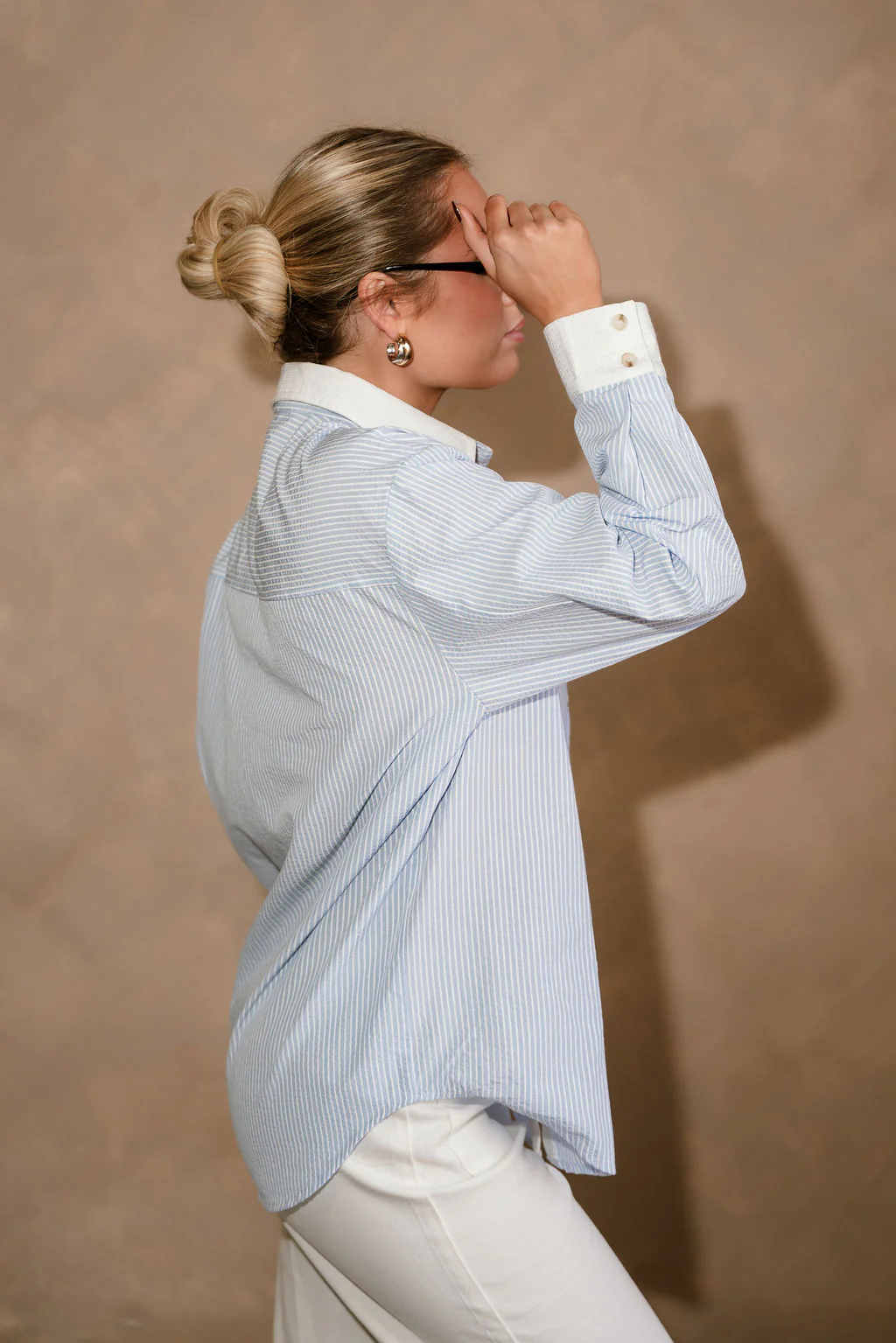 Carolina Light Blue & White Stripe Button-Up Top - Image 3