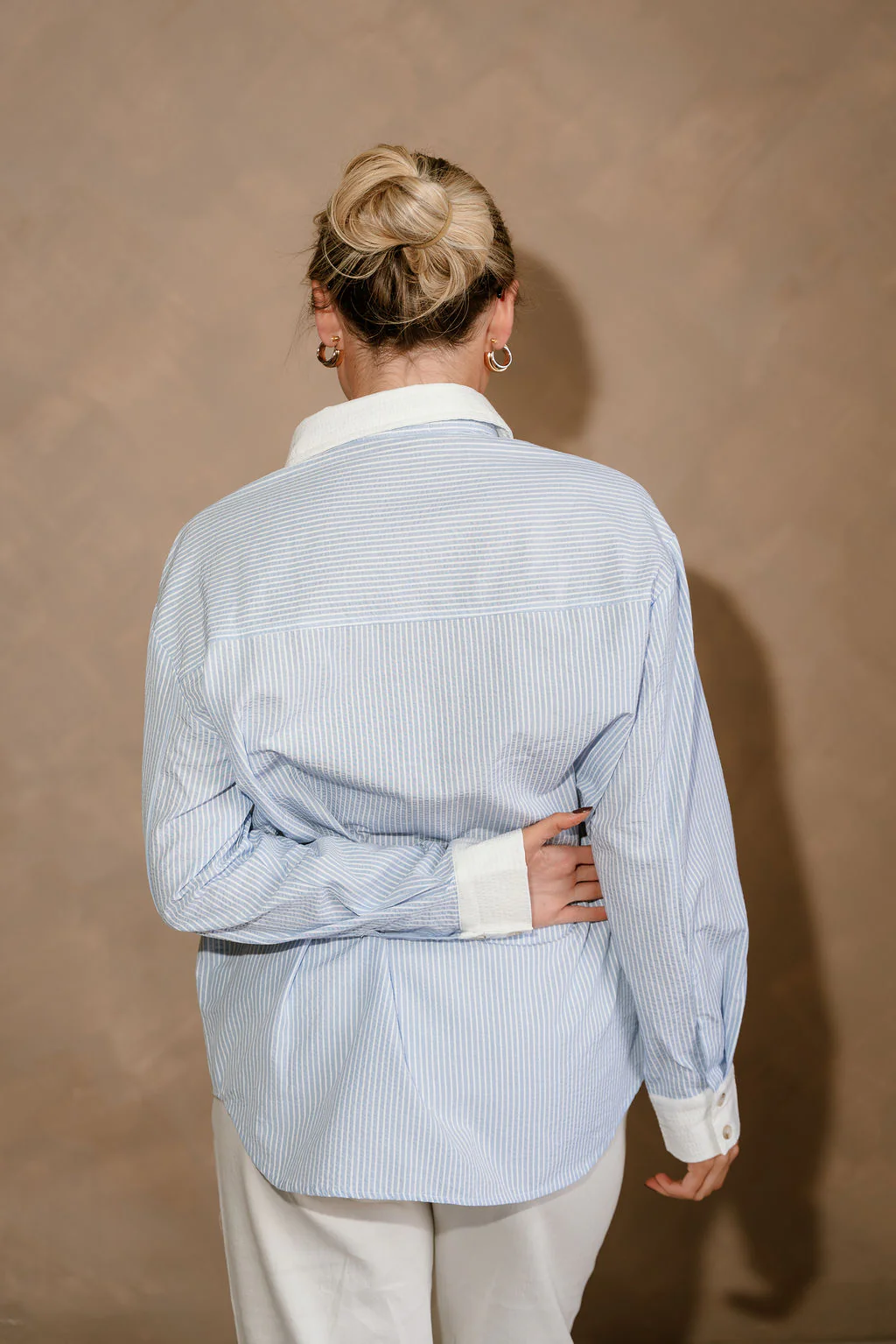 Carolina Light Blue & White Stripe Button-Up Top - Image 4