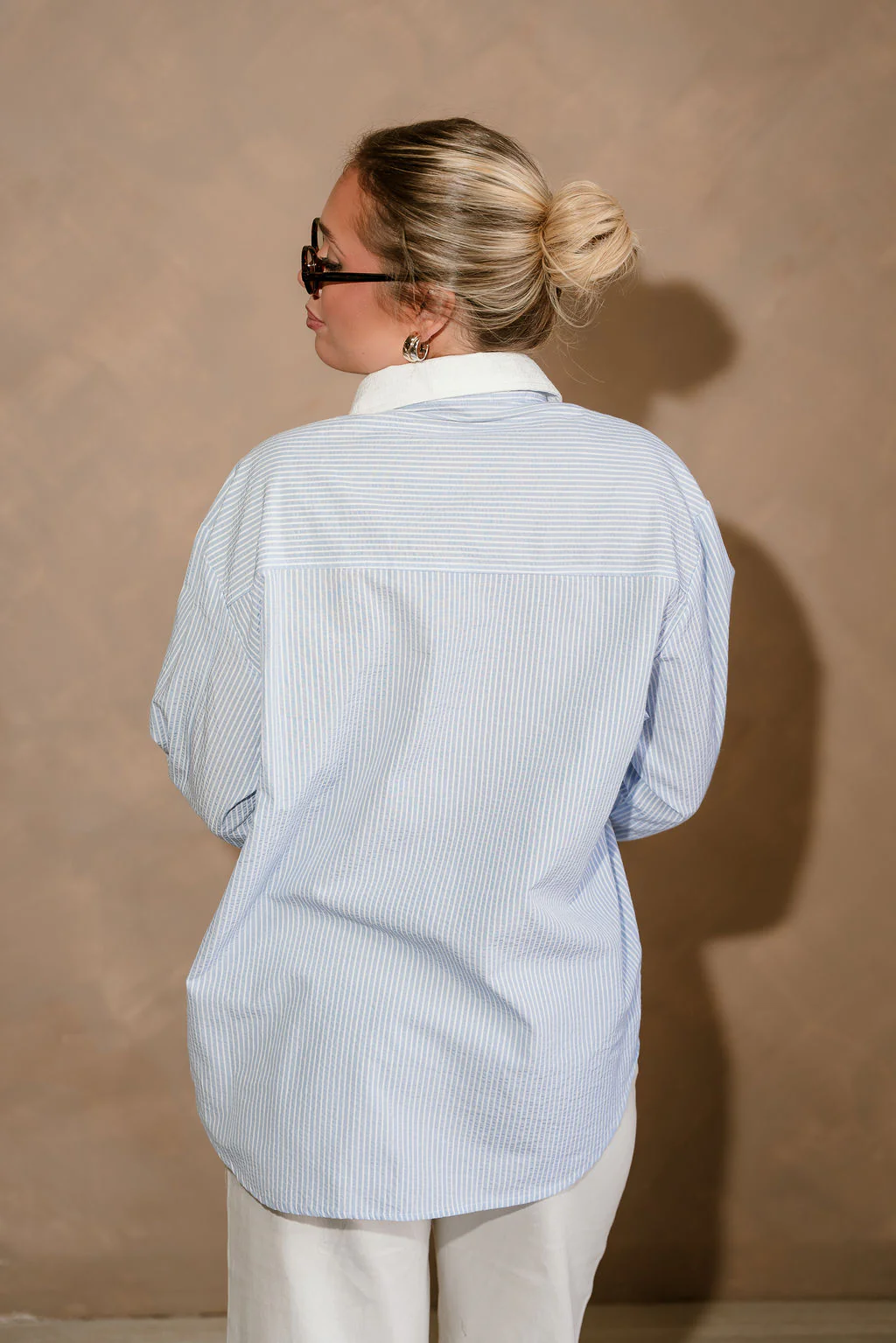Carolina Light Blue & White Stripe Button-Up Top - Image 7