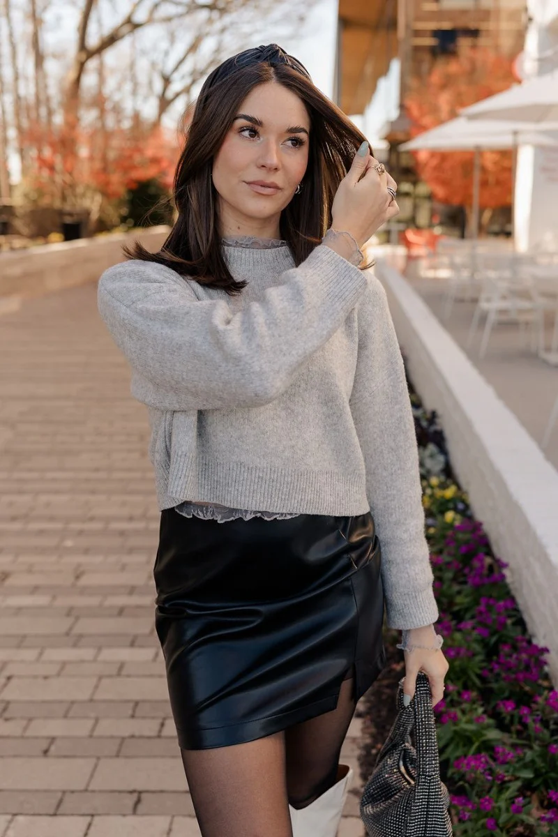 Caroline Black Faux Leather Mini Skirt - Image 2