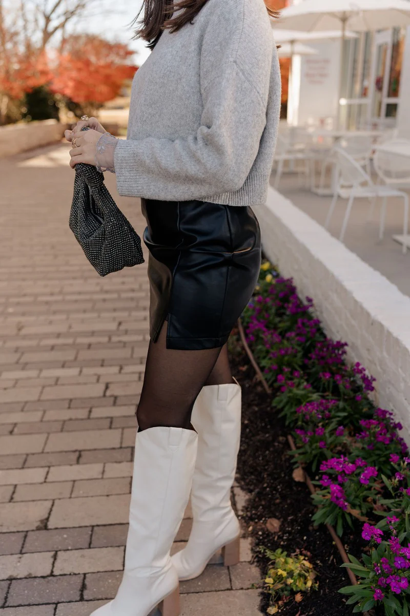 Caroline Black Faux Leather Mini Skirt - Image 6