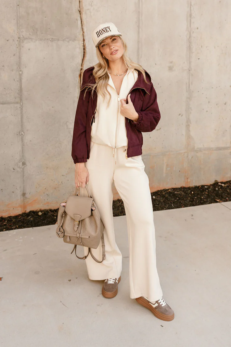 Caroline Plum Suede Zip Up Jacket - Image 3