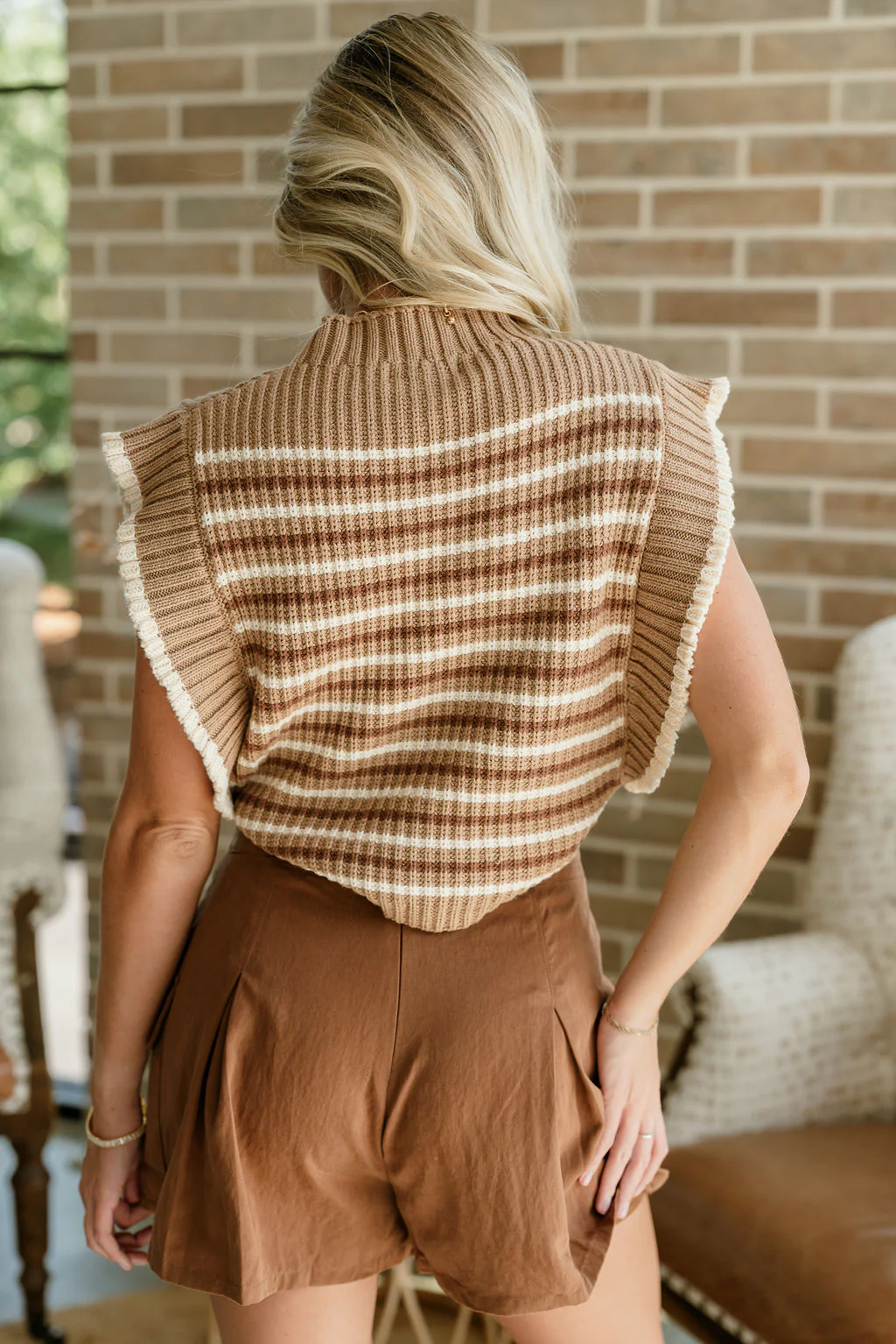 Carolyn Brown Striped Sleeveless Sweater - Image 6