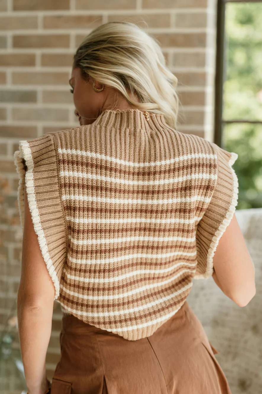 Carolyn Brown Striped Sleeveless Sweater - Image 7