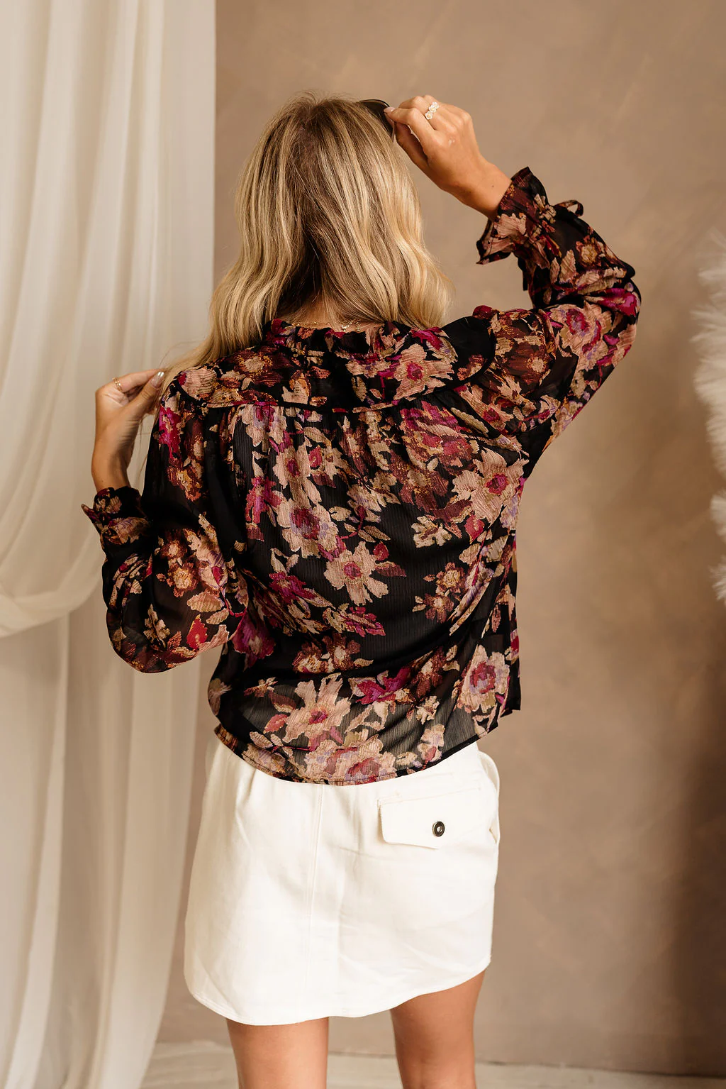 Carolyn Cream Denim Mini Skirt - Image 3