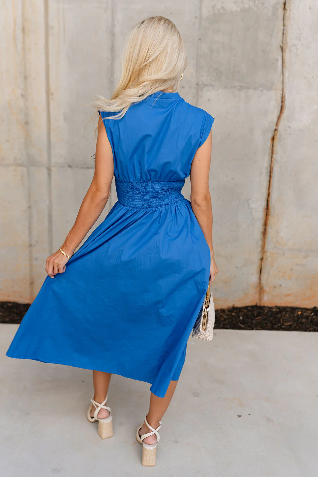 Carrie Royal Blue Zip-Front Midi Dress - Image 6