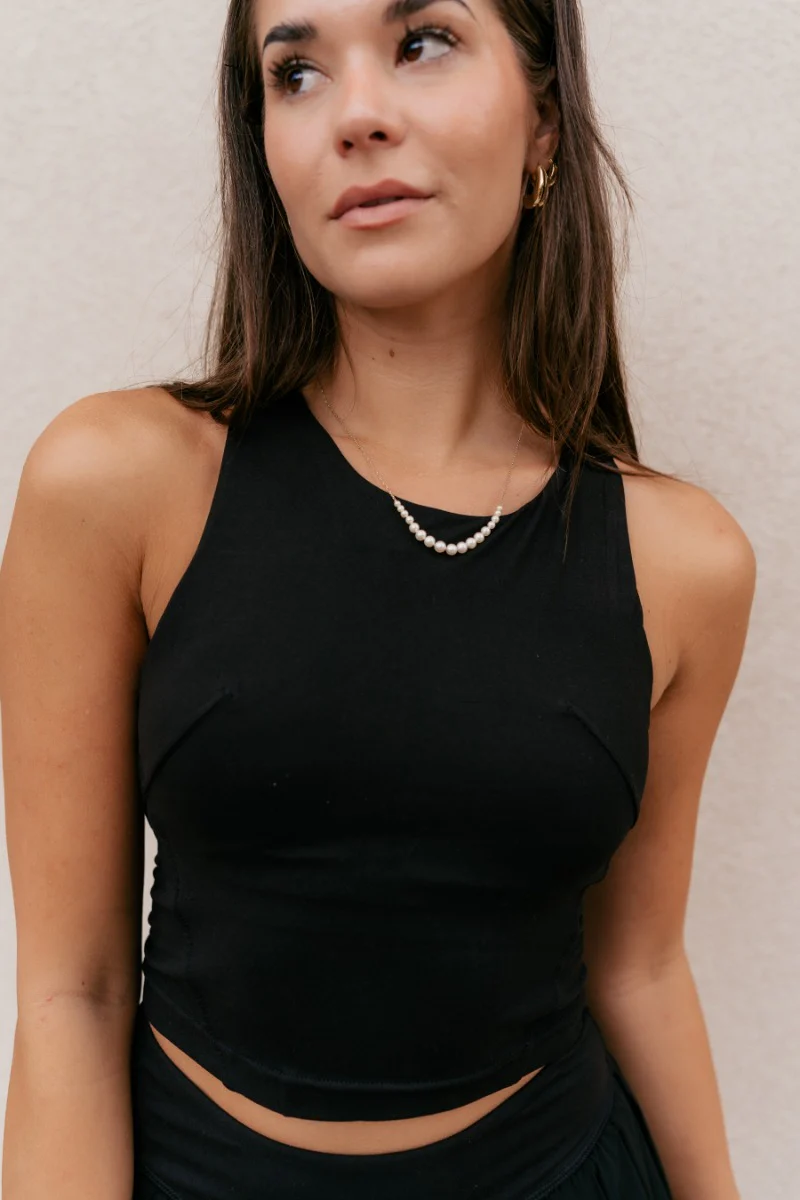 Carter Black Racerback Cropped Tank Top - Image 3