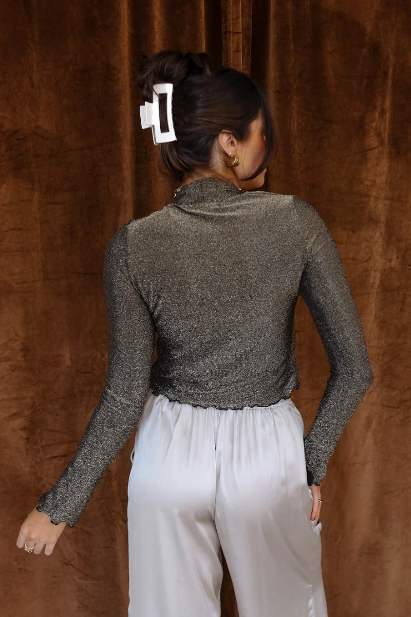Cassidy Black & Gold Long Sleeve Top - Image 6