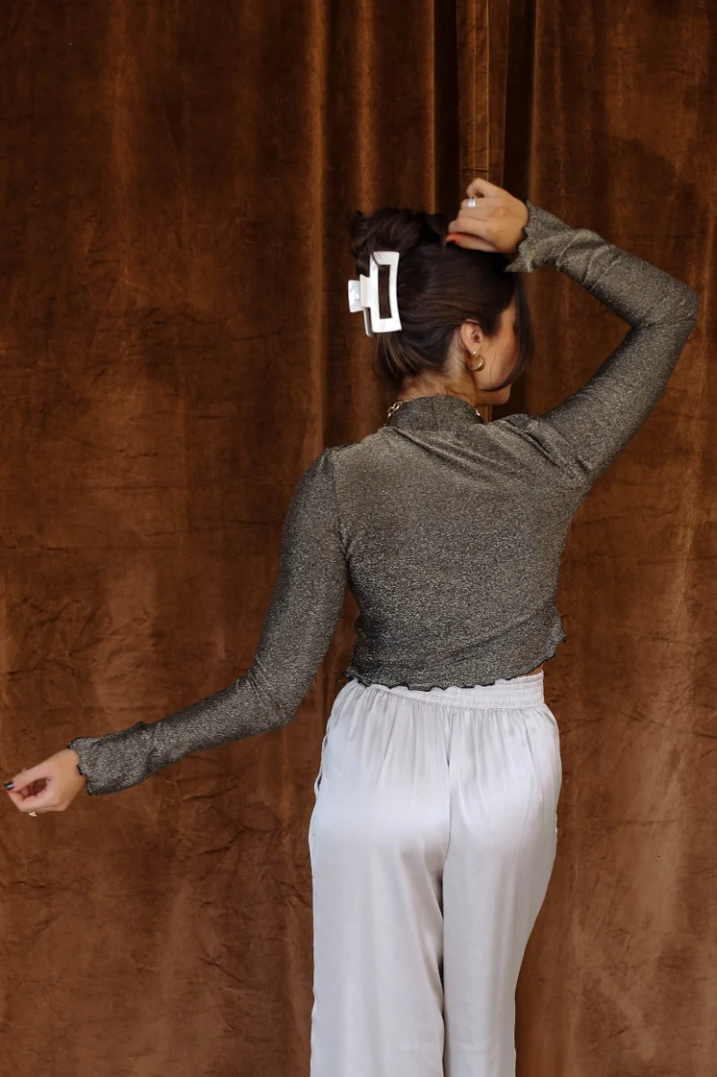 Cassidy Black & Gold Long Sleeve Top - Image 7