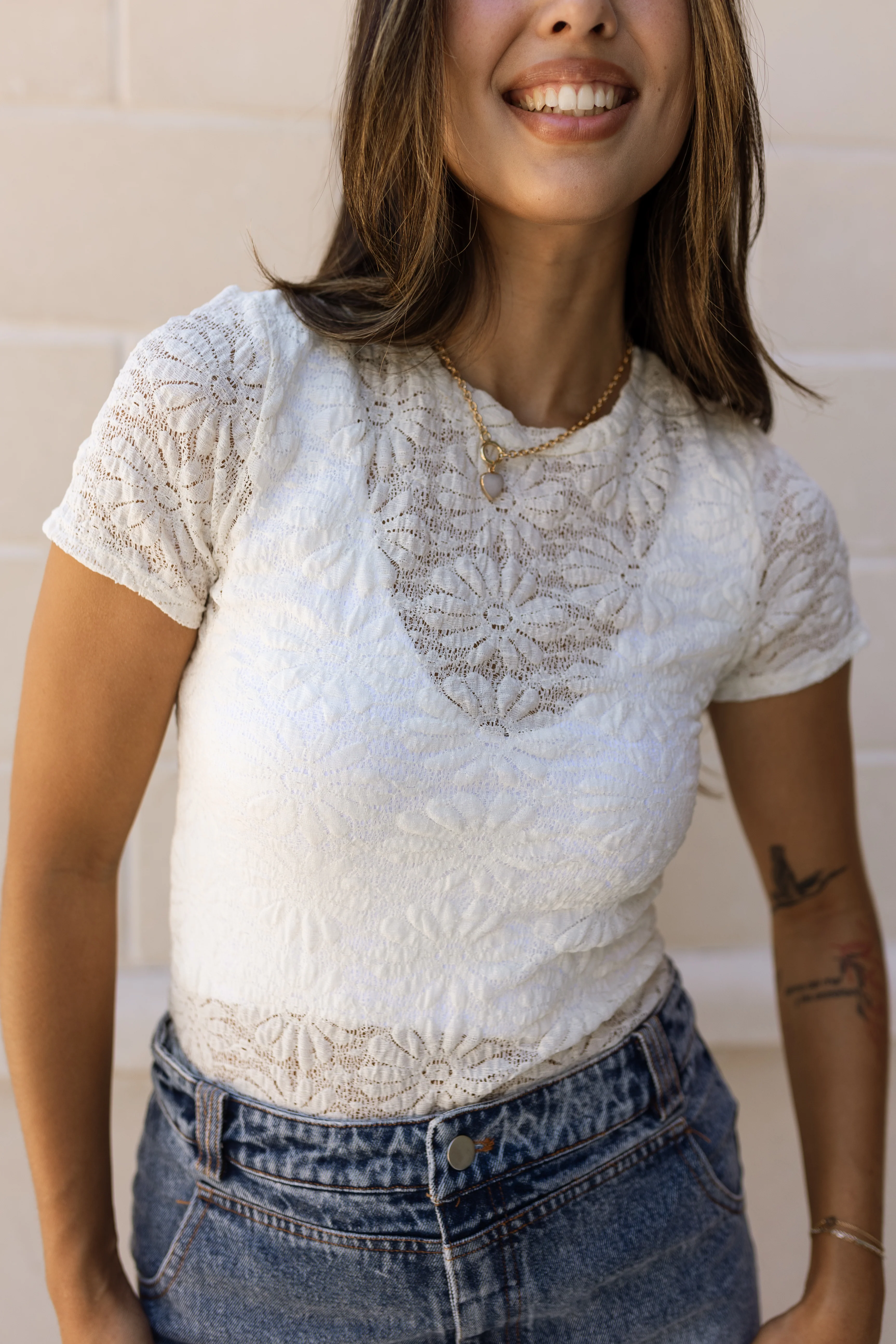Cassidy Ivory Sheer Floral Top
