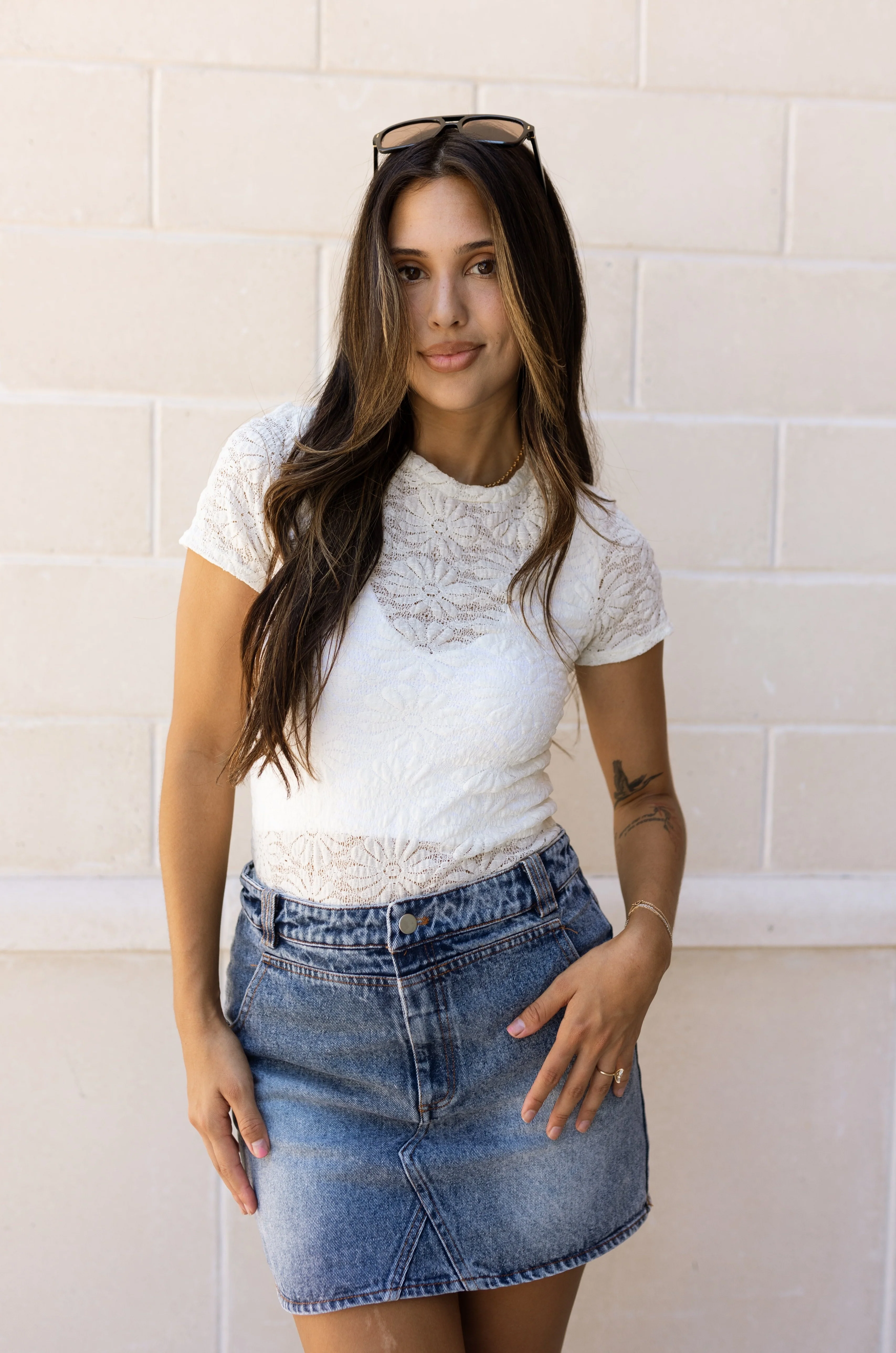 Cassidy Ivory Sheer Floral Top - Image 3