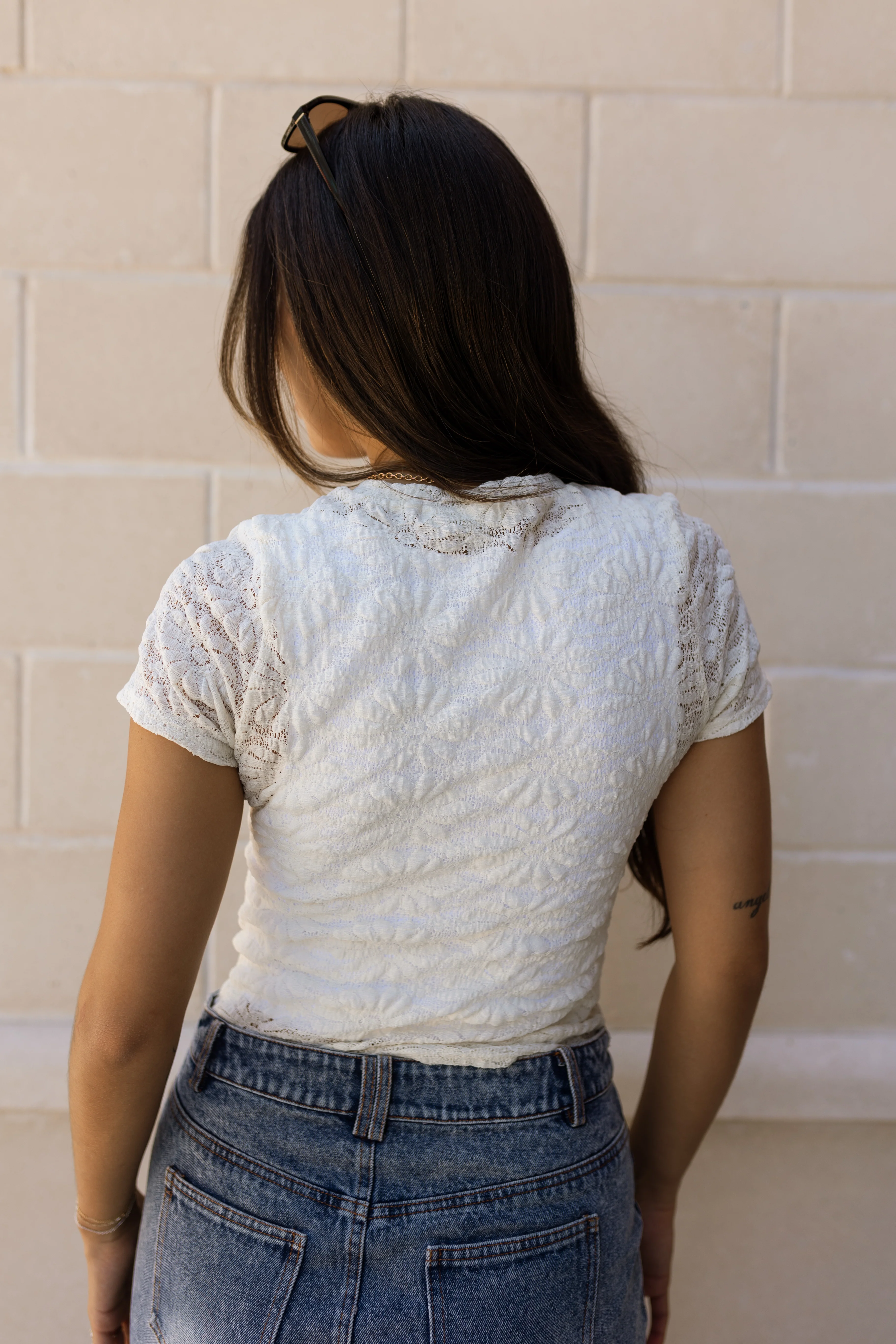 Cassidy Ivory Sheer Floral Top - Image 7