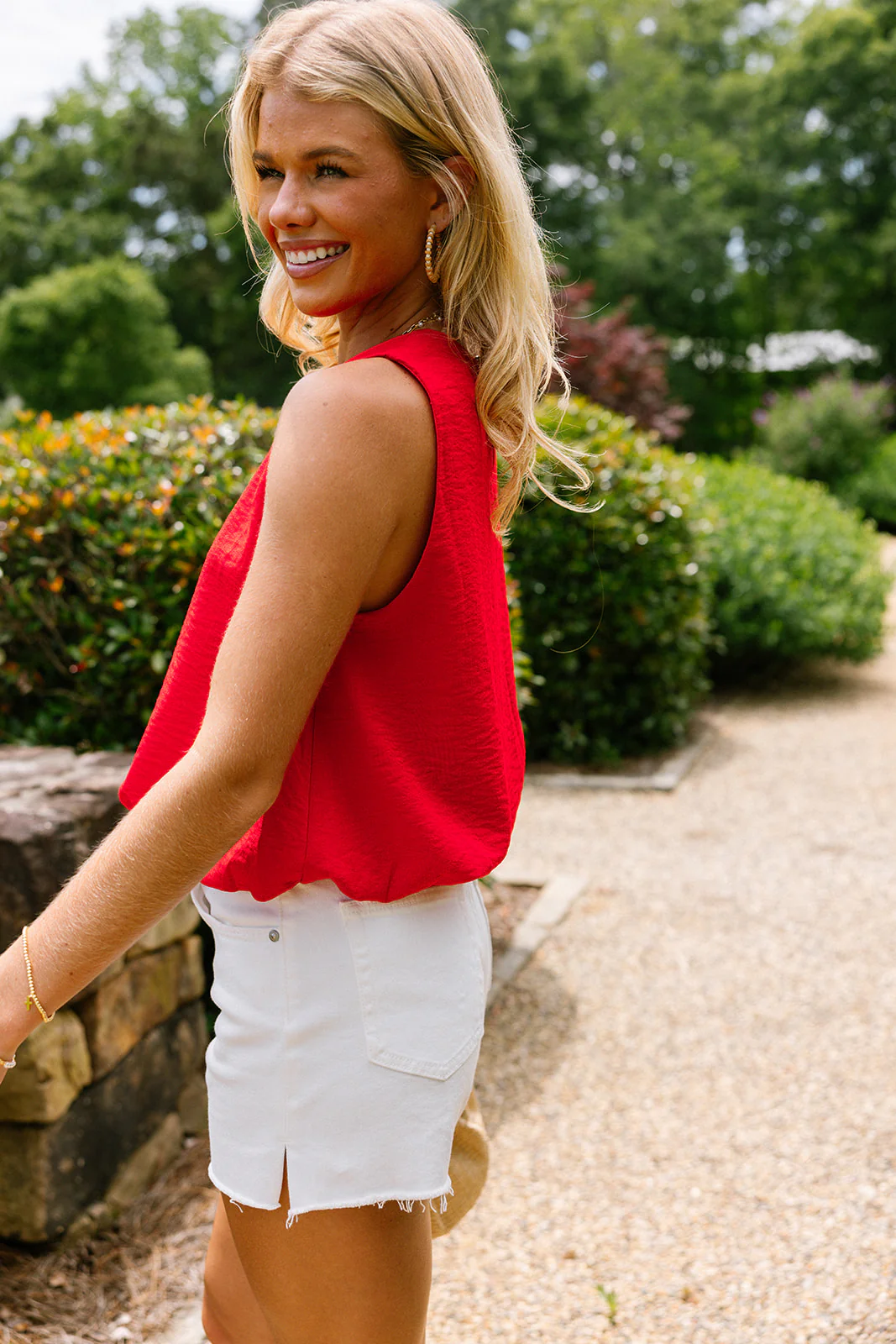 Cassidy Red Bubble Sleeveless Tank - Image 3