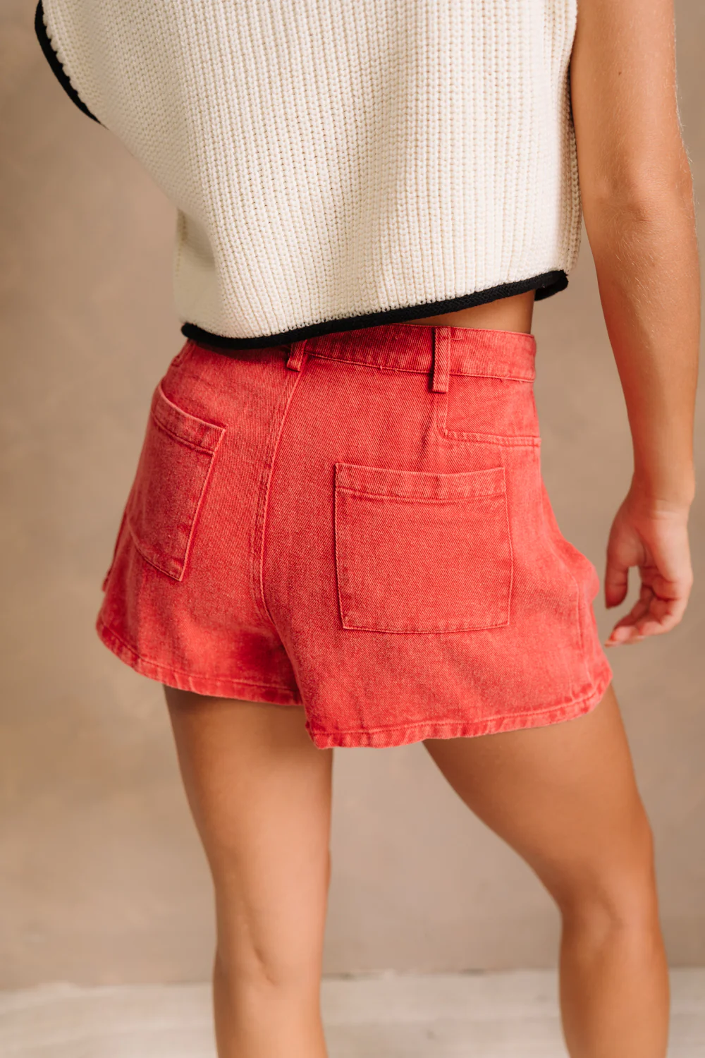 Cassidy Red Denim Shorts - Image 4