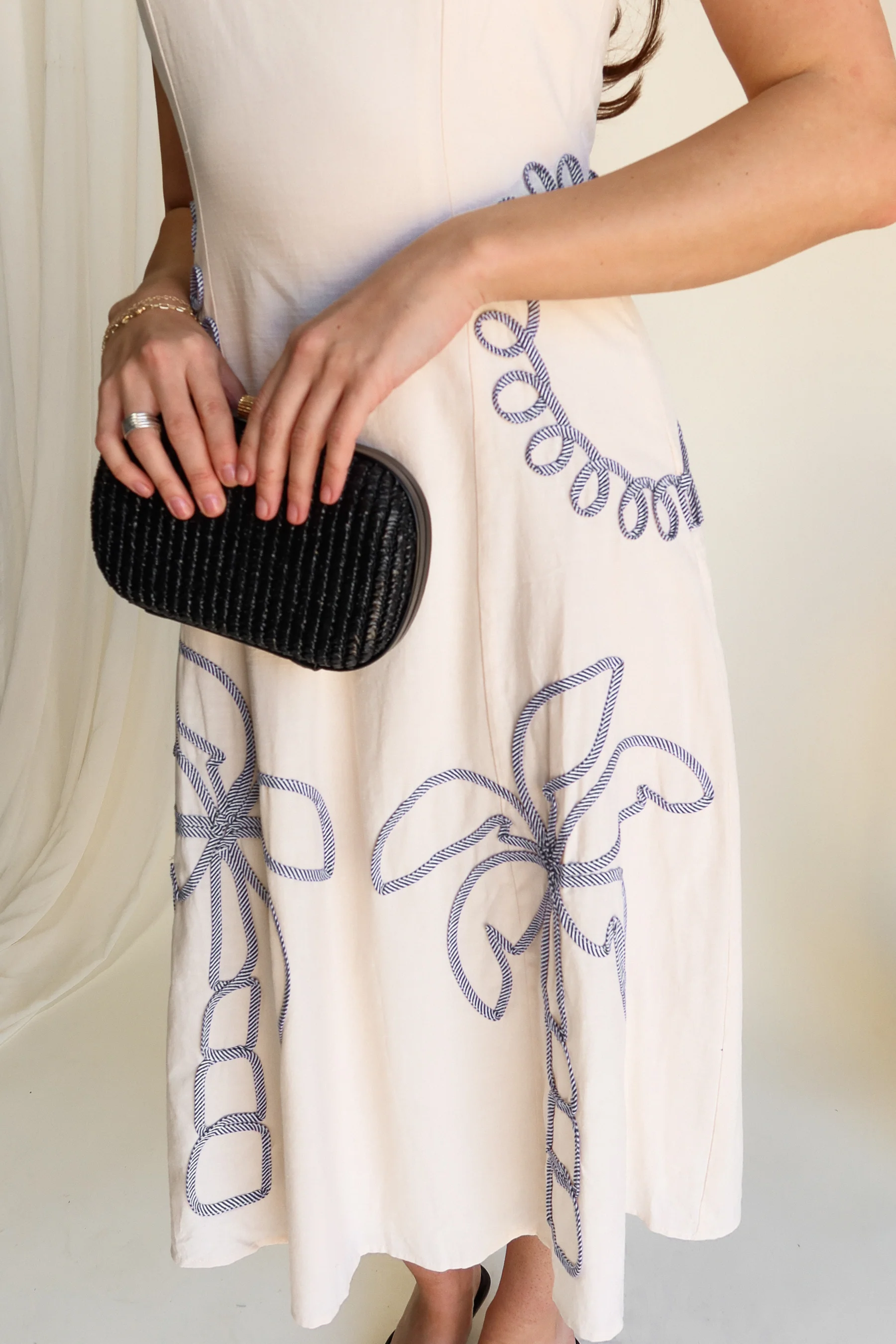 Catalina Natural & Navy Palm Midi Dress - Image 4