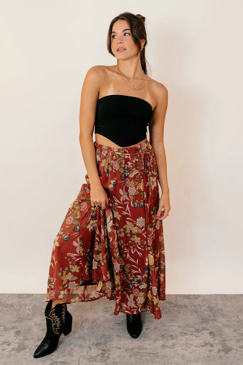 Catalina Rust Multi Floral Maxi Skirt - Image 2