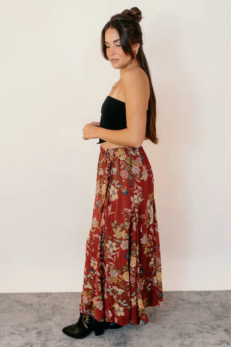 Catalina Rust Multi Floral Maxi Skirt - Image 5