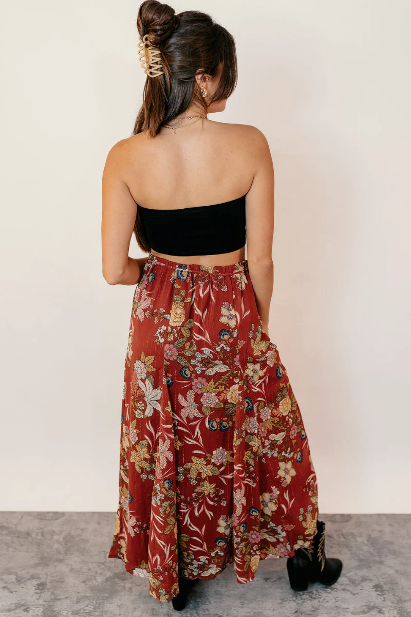 Catalina Rust Multi Floral Maxi Skirt - Image 7