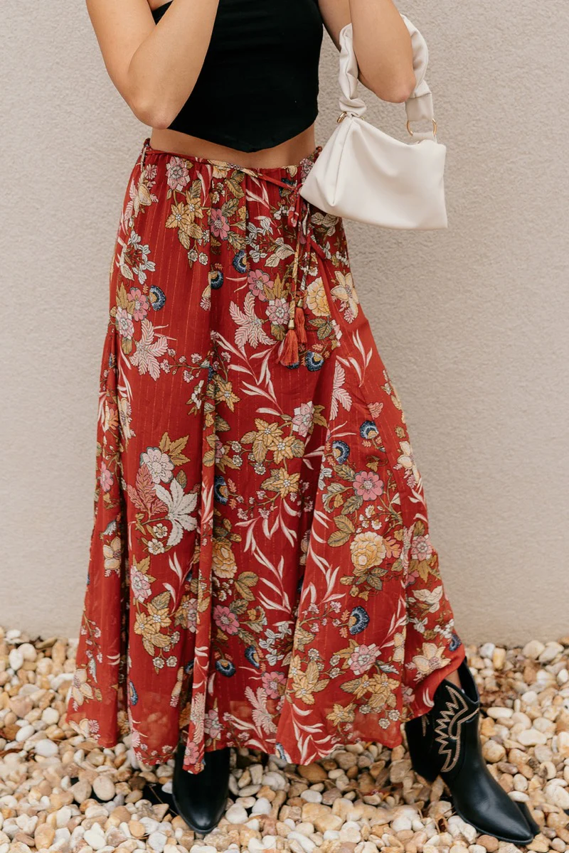 Catalina Rust Multi Floral Maxi Skirt - Image 8
