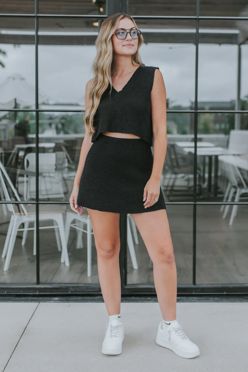 Catalina Sweater Skirt in Black