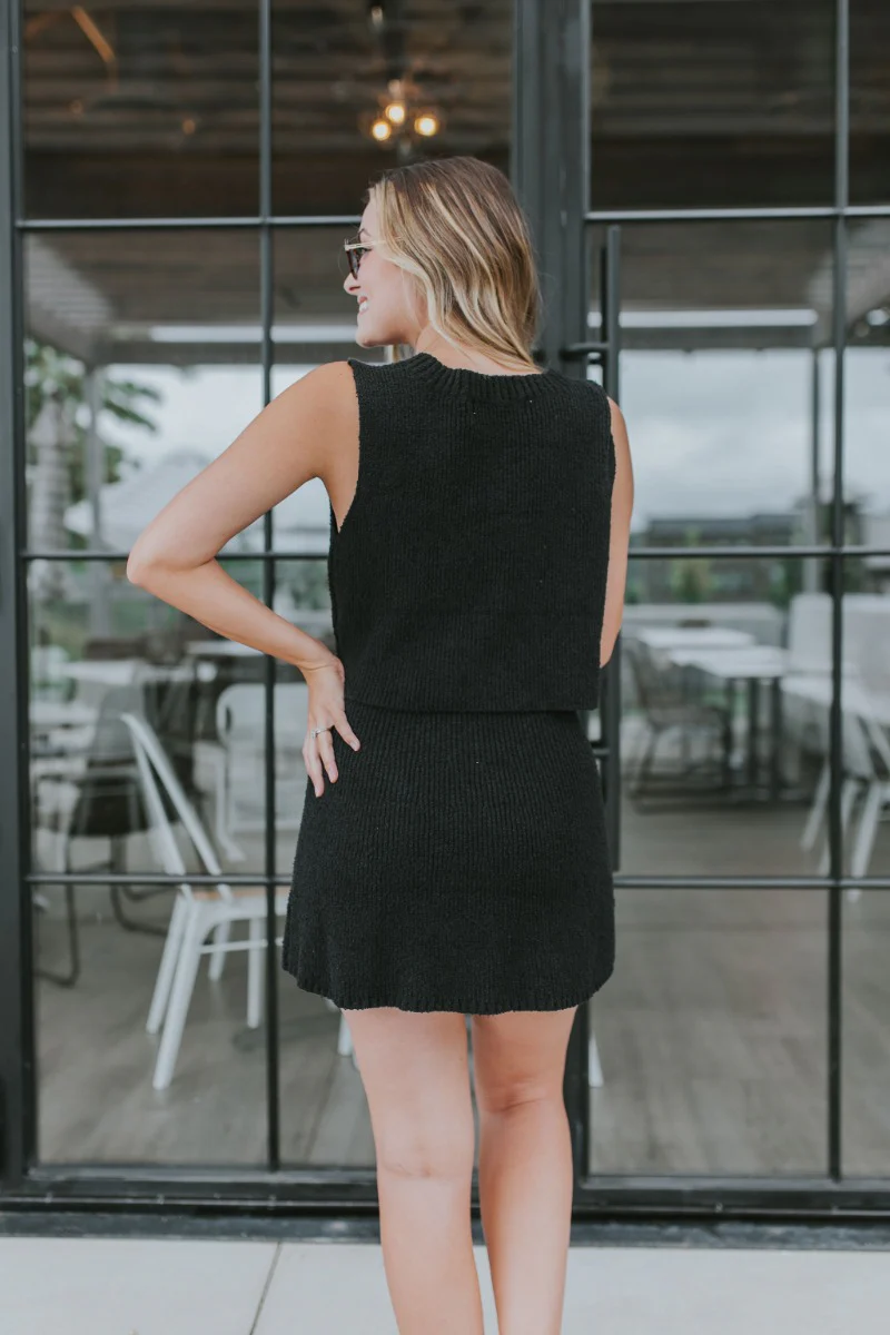Catalina Sweater Skirt in Black - Image 3