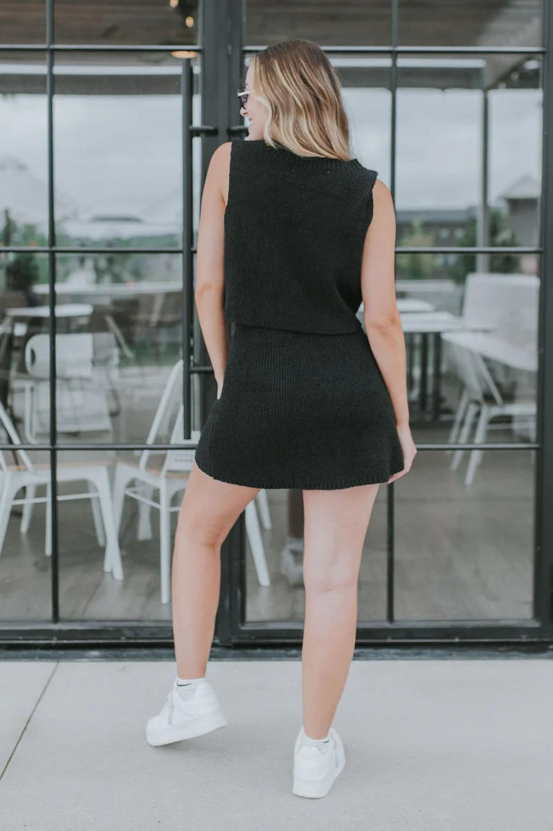 Catalina Sweater Skirt in Black - Image 4
