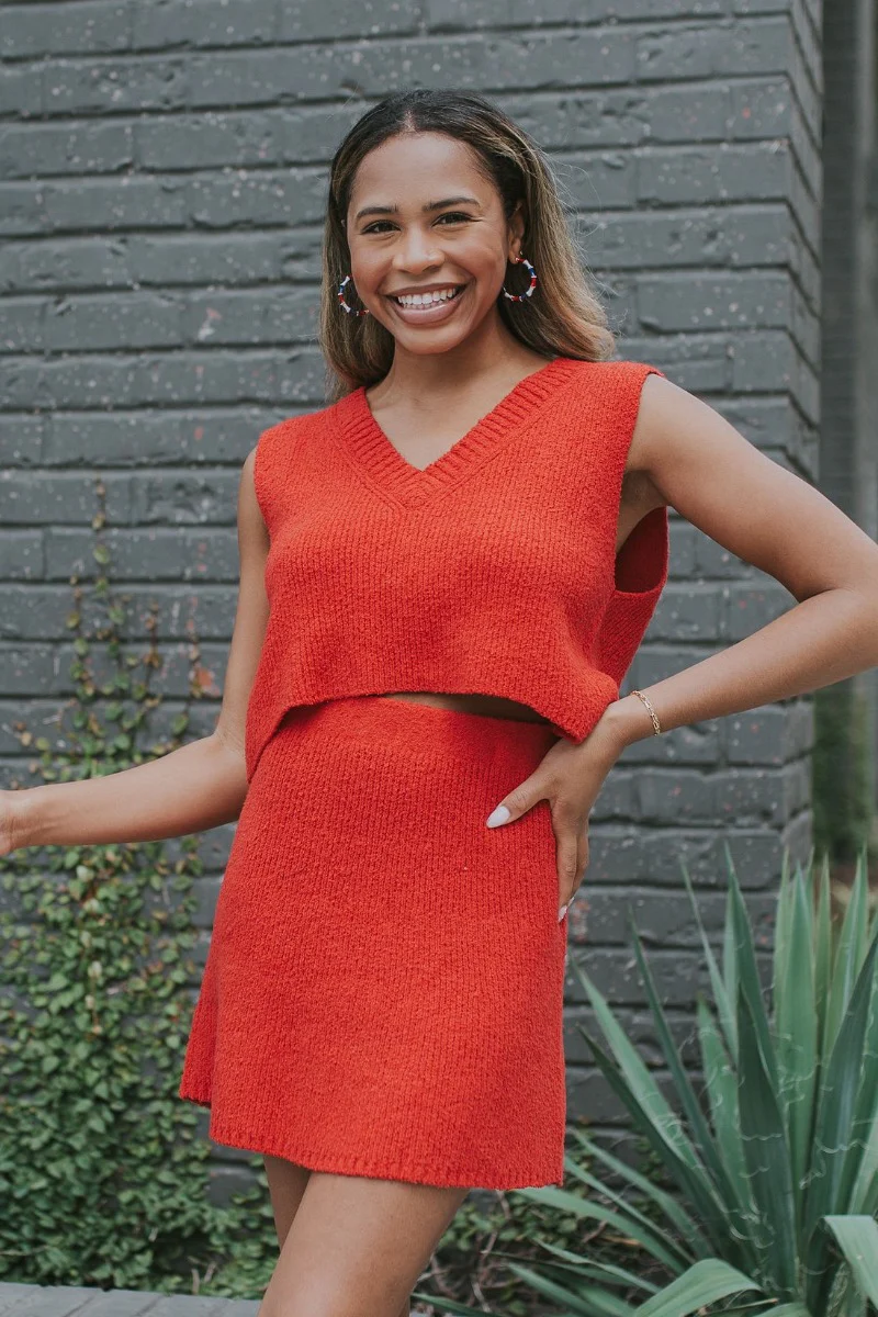 Catalina Sweater Skirt in Red - Image 2