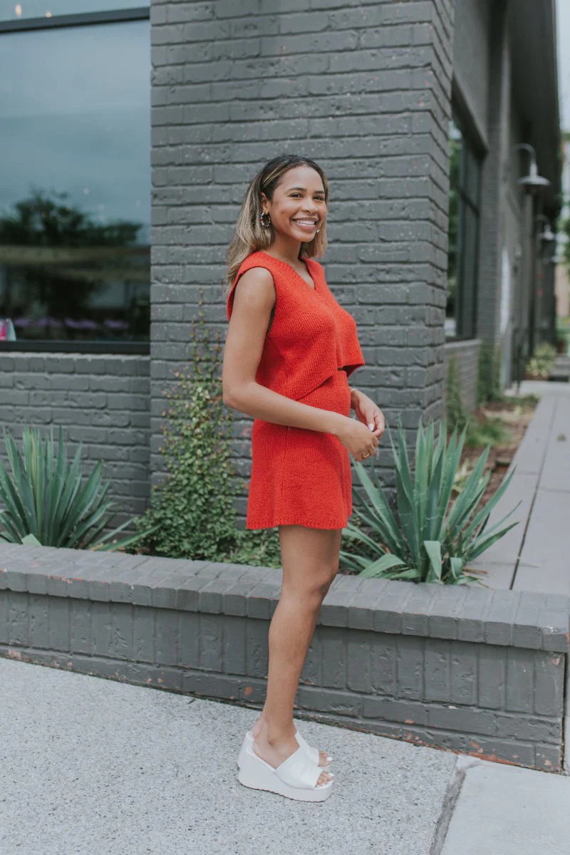 Catalina Sweater Skirt in Red - Image 3