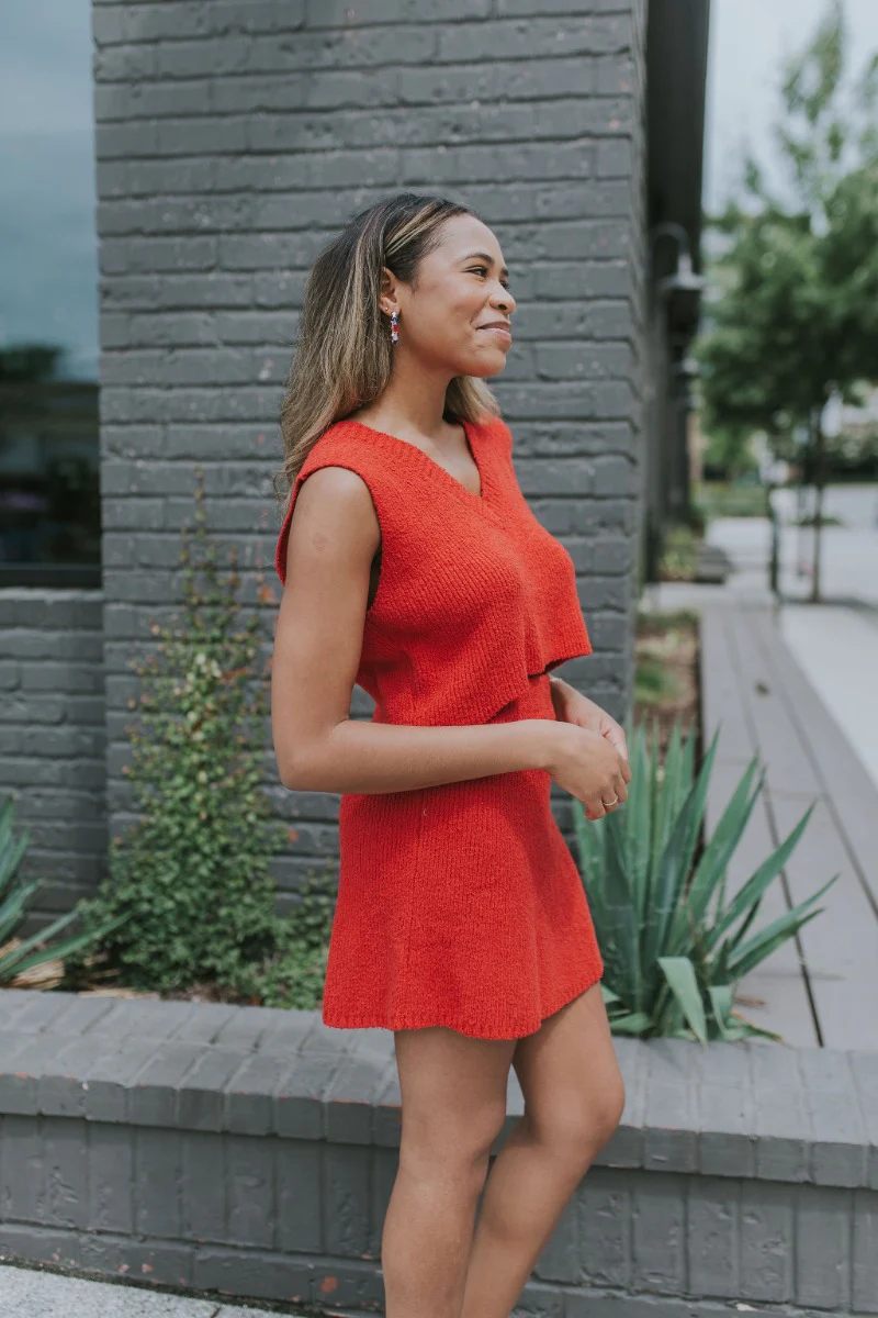 Catalina Sweater Skirt in Red - Image 4
