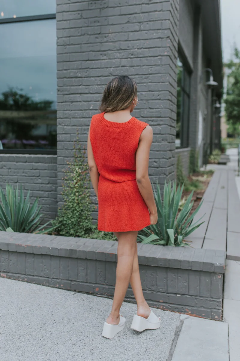 Catalina Sweater Skirt in Red - Image 5