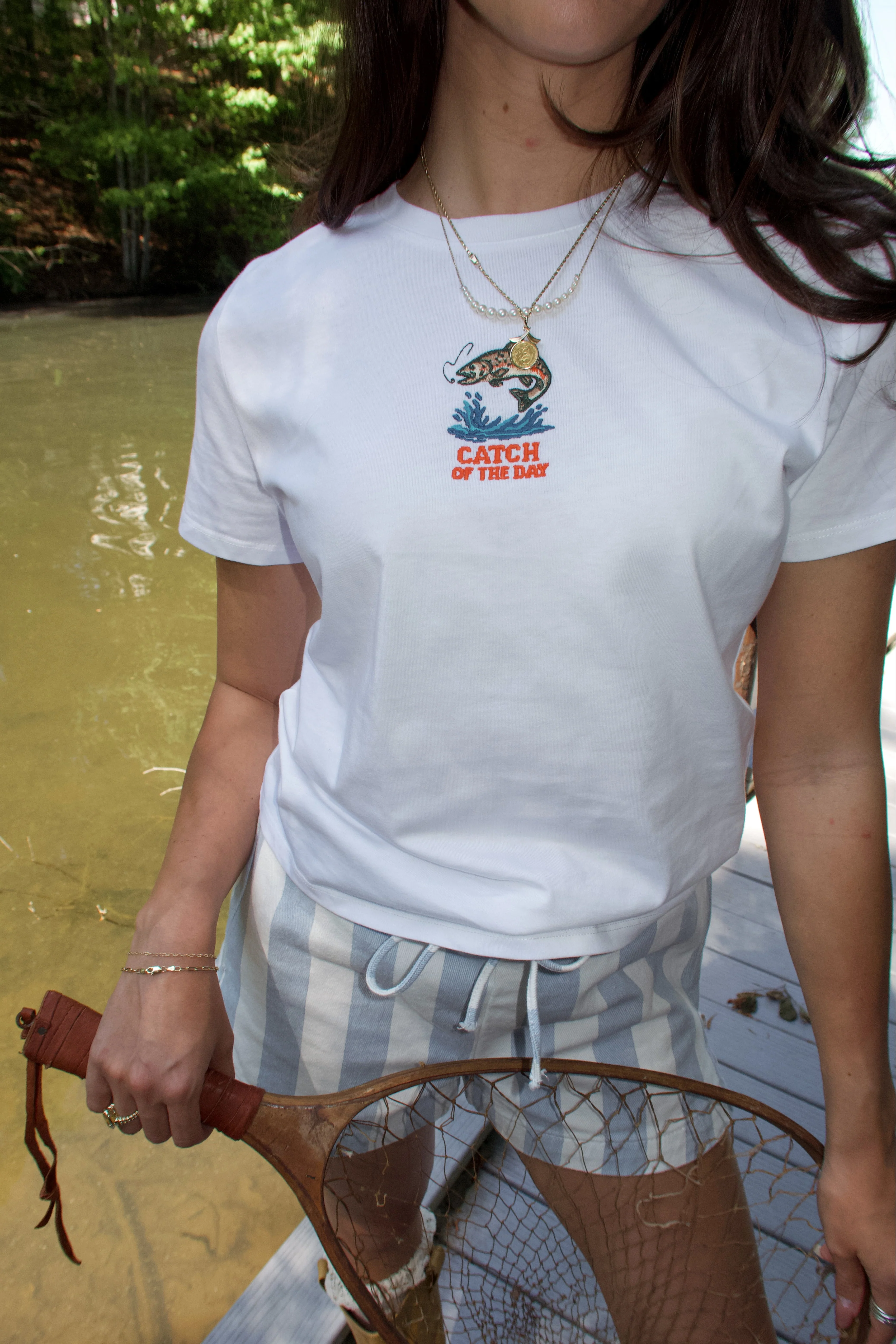 Catch Of The Day White Graphic Tee