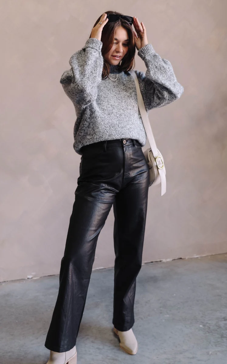 Catherine Grey Heathered Mock Neck Sweater - Image 2