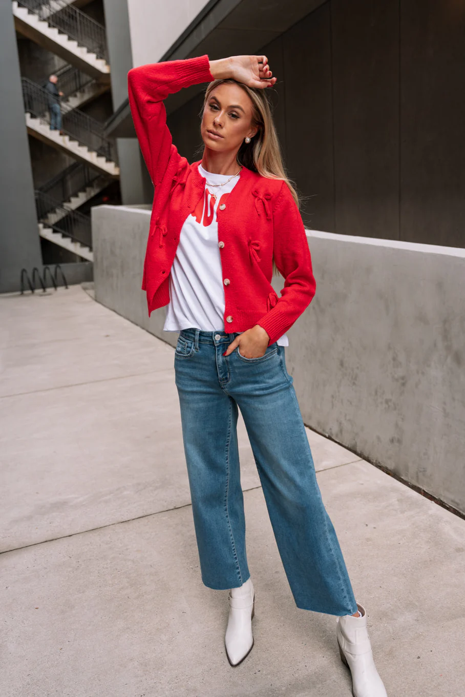 Cecelia Red Bows Knit Cardigan - Image 2