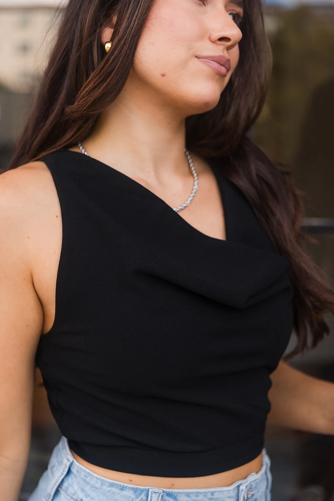 Cecilia Black Cowl Neckline Tank - Image 2